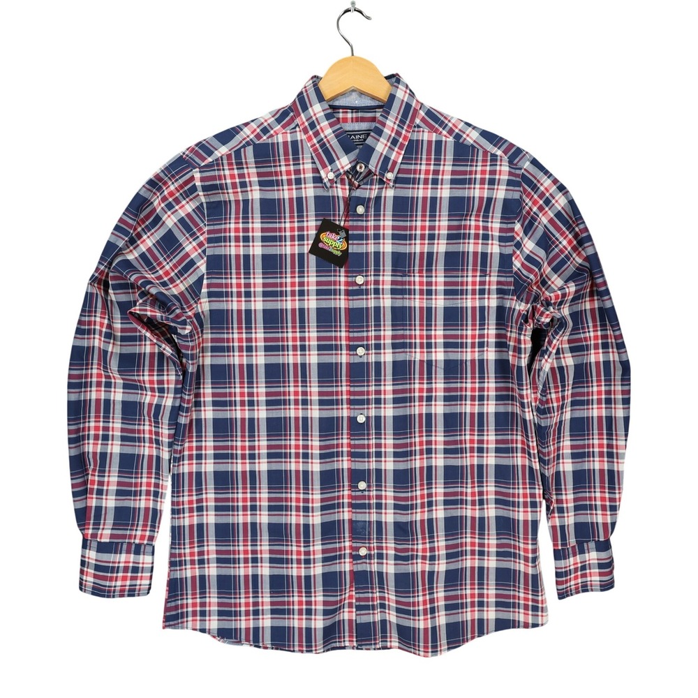 Maine New England Shirt Mens Small Blue‎ Red Excellent Plaid Button Down